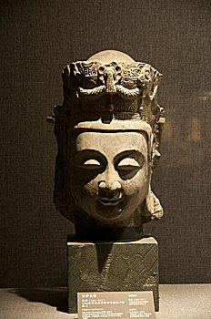 西安碑林博物馆雕塑藏品观音菩萨头像