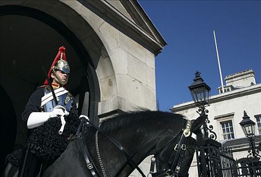 年轻,军人,房子,坐,马,精彩,制服,伦敦,英国