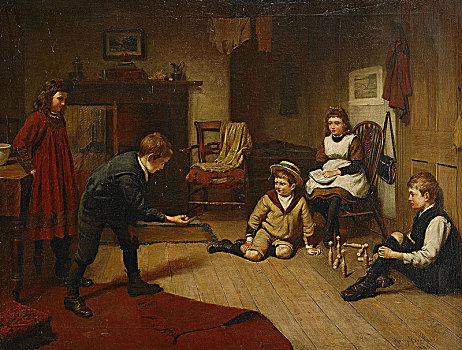 孩子,玩,室内,1893年,艺术家