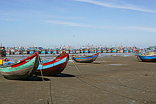 渔船,海滩,越南