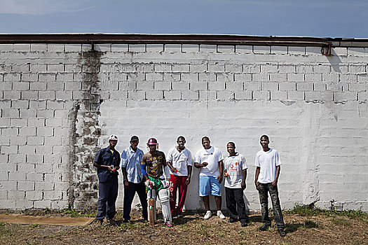 板球手,站立,正面,墙壁,牙买加
