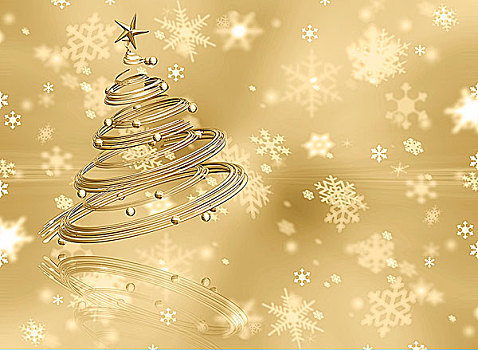圣诞树,金色,雪花,背景