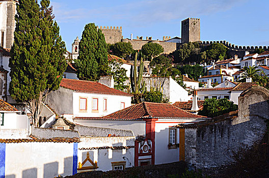 中世纪,房子,古城,奥比都斯,葡萄牙,城堡,墙壁