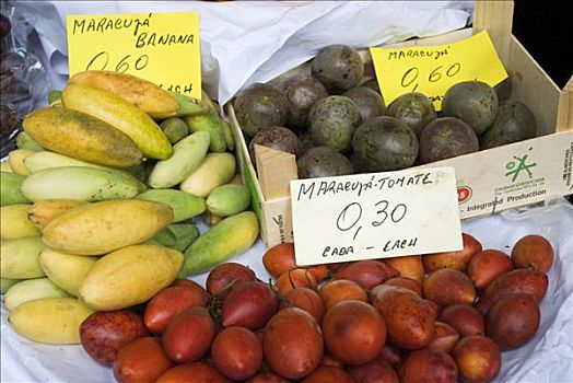水果,摊贩,室内市场,丰沙尔,马德拉岛,葡萄牙,欧洲