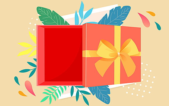 感恩节礼盒顶视图插画庆祝情人节礼物海报