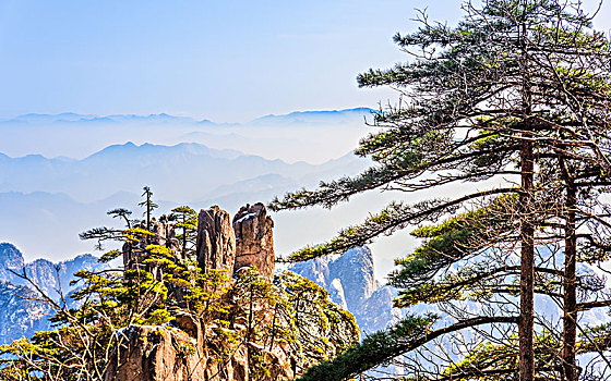 黄山风光日出日落云海