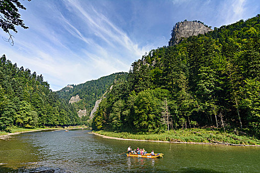 国家公园,河,峡谷,木质,筏子,船,顶峰,三个,冠,斯洛伐克