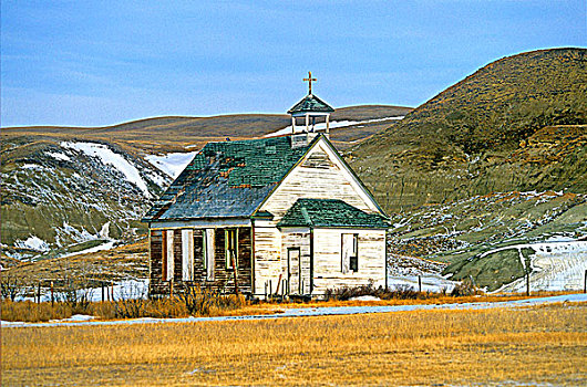老,教堂,荒地,艾伯塔省,加拿大