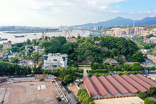 航拍福州马尾船政文化旅游景区马限山公园中国船政文化博物馆