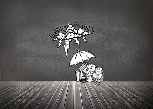 伞,防护,钱,债务,风暴