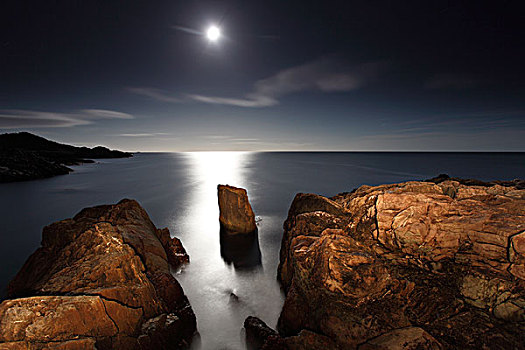 月照,海岸,布雷顿角岛,新斯科舍省,加拿大
