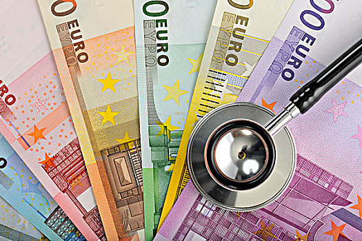 听诊器,欧元,货币,象征,图像,健康,费用,爆炸,医疗,疾病