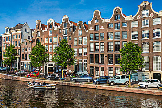 特色,建筑,汽车,停放,海堤,运河,阿姆斯特丹,荷兰