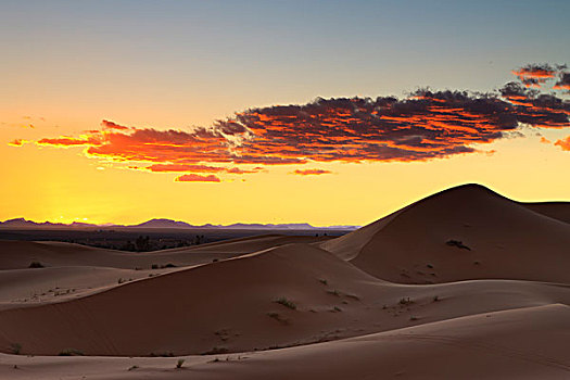 云,沙丘,日落,却比沙丘,摩洛哥