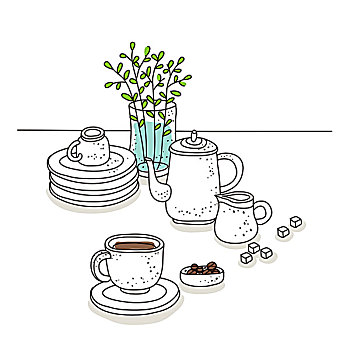 咖啡杯,花,容器,背景