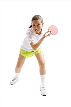 女青年,玩,乒乓球