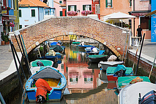 布拉诺岛,意大利,彩色,城市,家,反射,运河