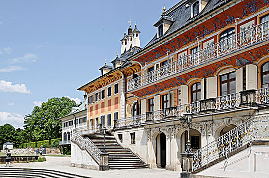 楼梯,水,宫殿,城堡,德累斯顿,萨克森,德国,欧洲