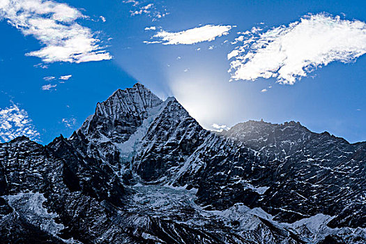 日出,向上,上方,山,单独,昆布,尼泊尔,亚洲
