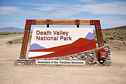 入口,标识,死亡,山谷,国家,公园,加利福尼亚,美国,北美