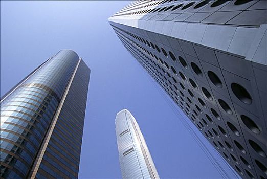 高层建筑,建筑,翱翔,上方,商务区,中心,香港岛