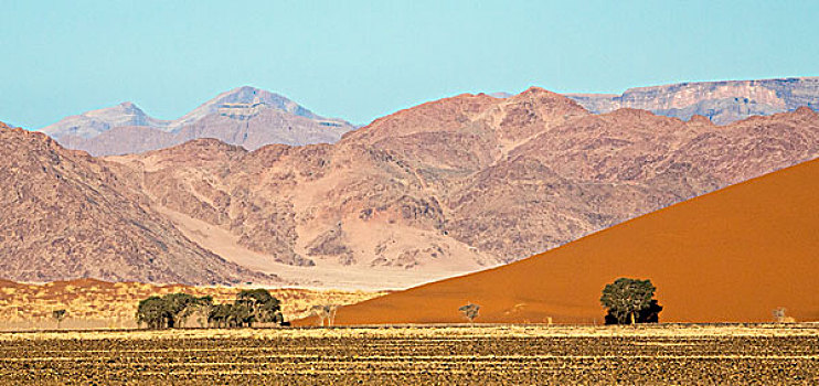 非洲,纳米比亚,纳米比诺克陆夫国家公园,沙丘,对比,山,画廊