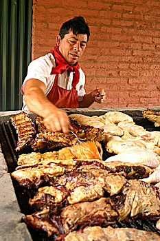 一个,男人,烹调,肉,大牧场,牧场,大,乡村,不动产,靠近,布宜诺斯艾利斯,阿根廷,五月,2005年