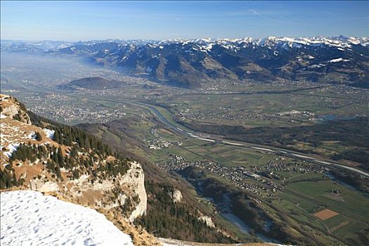 山,莱茵河,河谷,阿尔卑斯山,奥地利,阿彭策尔,瑞士