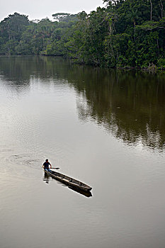 厄瓜多尔,河,独木舟,湖,亚马逊河,住宿,大幅,尺寸