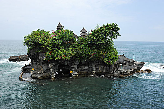 印度尼西亚,巴厘岛,海神庙,庙宇,建造,16世纪,黑色,隔绝,石头,海中,人,海洋