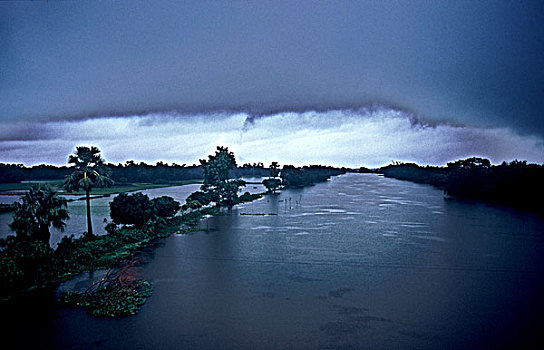 季风,小,河,堤岸,靠近,孟加拉