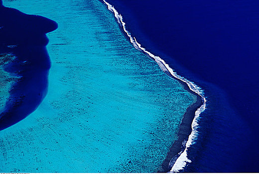 俯视,礁石,茉莉亚岛,玻利尼西亚