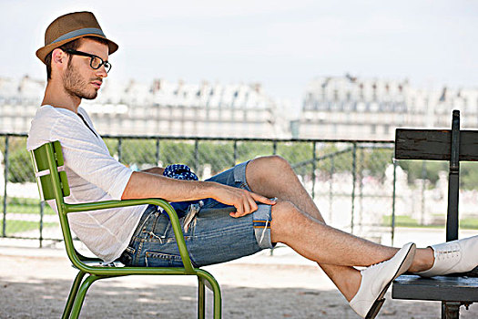 男人,休息,椅子,巴黎,法兰西岛,法国