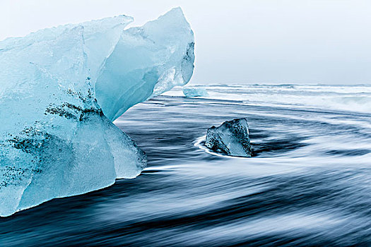 冰川冰,结冰,泻湖,瓦特纳冰川,冰河,斯卡夫塔菲尔国家公园,南方,区域,冰岛,欧洲