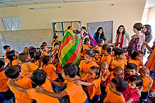 教师,不伦瑞克,玩,学生,孟加拉,七月,2008年