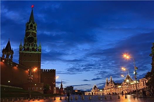 红场,夜晚,莫斯科