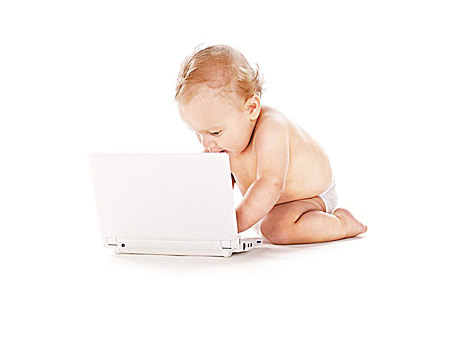 男婴,尿布,笔记本电脑