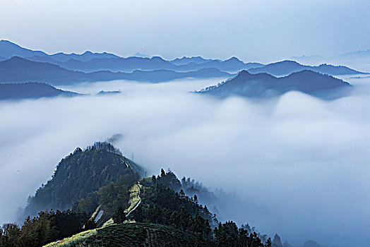 云海,山川,乡村,清晨,梦幻