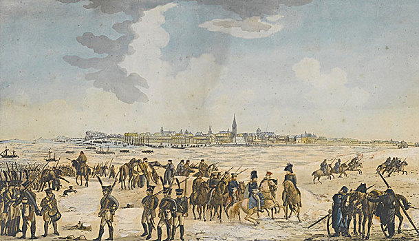 莱茵河,靠近,俄罗斯,军队,一月,艺术家