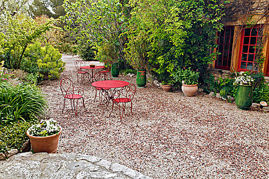 红色,桌子,椅子,户外,会客区,普罗旺斯,区域,法国南部