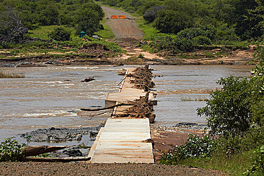 洪水,损坏,桥,克鲁格国家公园,南非