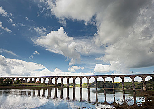桥,反射,水,诺森伯兰郡,英格兰