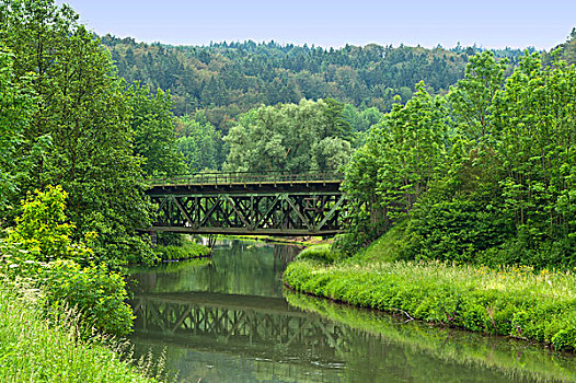 老,铁路桥,上方,巴伐利亚,德国,欧洲