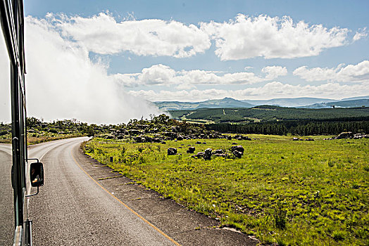 风景,乡村,公路,低云,上方,山谷,南非