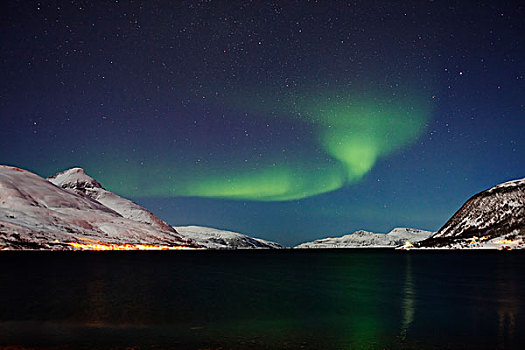 北极光,上方,特罗姆瑟,挪威,欧洲