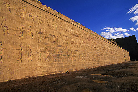 埃及,尼罗河,伊迪芙,荷露斯神庙,庙宇,墙壁,浮雕,雕刻