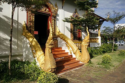 入口,龙,佛教寺庙,场所,清曼寺,清迈,泰国,亚洲