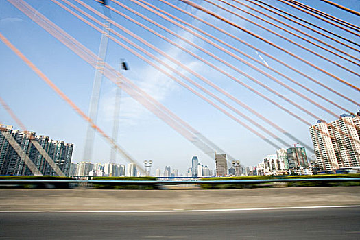 吊桥,局部,风景,城市,背景