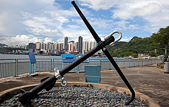 锚,展示,香港,博物馆,沿岸,防卫,蒙河,泰国,天际线,远景