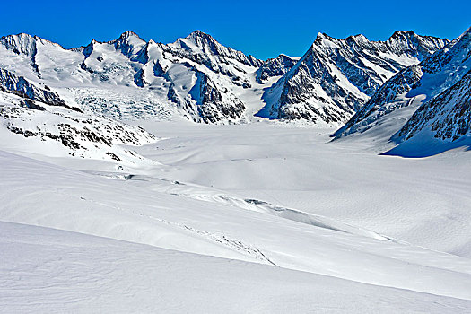 风景,上方,积雪,格罗塞尔,伯尔尼阿尔卑斯山,瓦莱,瑞士,欧洲